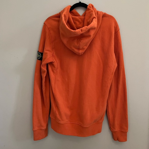 Stone Island Garment Dyed Hooded Sweatshirt in Brushed Cotton Fleece Orange (M) - Picture 2 of 6